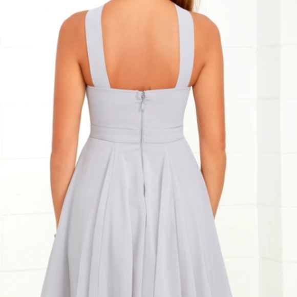 NWT Lulu's Forevermore gray skater halter dress - Picture 2 of 8